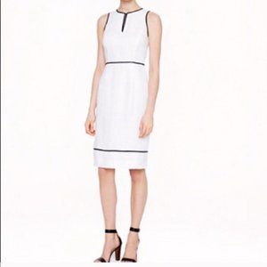 J. Crew White Linen Sheath Dress w/Black Trim 4P